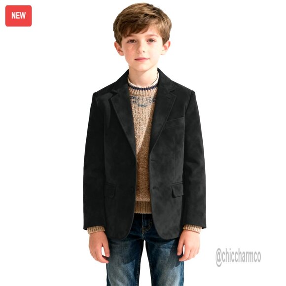 Other - Boys Suede Blazer Retro Sport Coat Casual Jacket Spring Outerwear Versatile